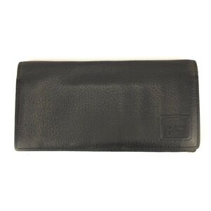 Vintage Burberry Black Leather Haymarket Check Long‎ Wallet Bifold Plaid Pebbled